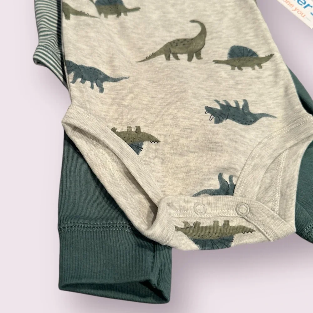 NWT Baby Carter's Dinosaur Baby Bodysuit Set With Sweatpants Size 3 Months